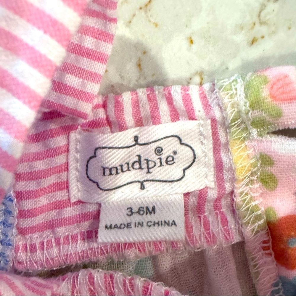 3-6M Mud Pie Pink Striped Floral Baby Dress - Picture 6 of 8